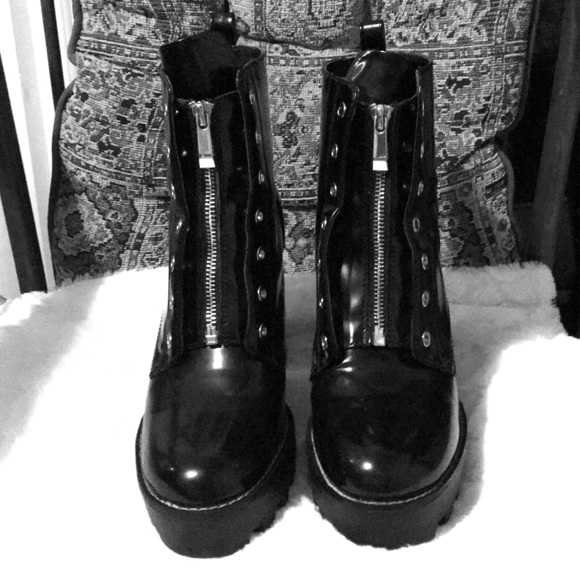 Zara Platform Boots. Patent Leather size 41/11 - Picture 1 of 8